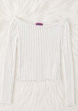 Edikted Textured Sheer Boat Neck Top